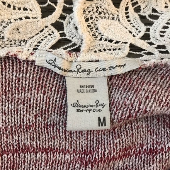 American Rag Long Sleeve Aztec Lace Hooded Pullover Sweater - Medium - Picture 4 of 8